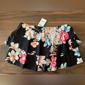 Charlotte Russe Black Floral Ruffle Top